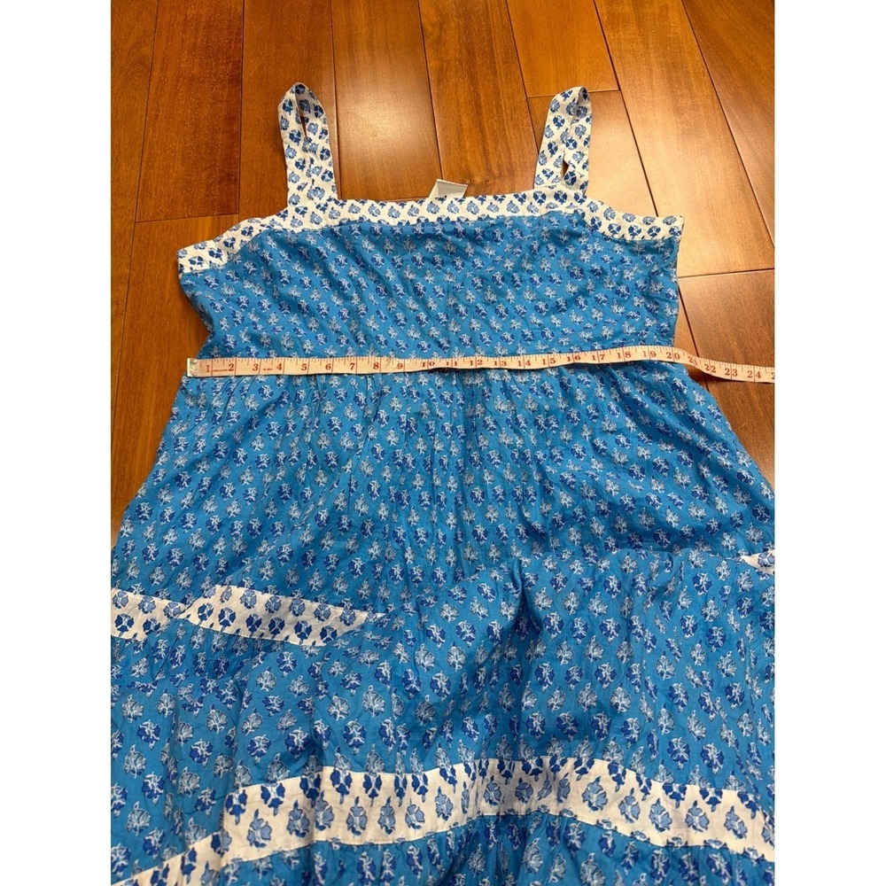 NWT J Crew Blue White Print Smocked Tiered Midi Dress Size 20 - Picture 7 of 12